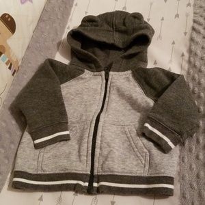 Gray zip up hoodie with bear ears